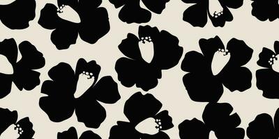 bloem naadloos achtergrond. minimalistisch abstract bloemen patroon. modern afdrukken in zwart en wit achtergrond. ideaal voor textiel ontwerp, behang, dekt, kaarten, uitnodigingen en affiches. vector