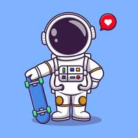 schattig astronaut spelen skateboard tekenfilm vector icoon illustratie. technologie sport icoon concept geïsoleerd.