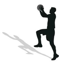 basketbal, zwart silhouet van een atleet basketbal speler met een bal vector