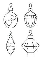 schetsen schets van Kerstmis boom decoraties vector