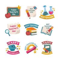 gelukkige lerarendag doodle stickerset vector