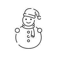 sneeuwman lineair icoon. sneeuw beeldhouwwerk. bouwen met sneeuwbal. Kerstmis tijd feestelijk decoratie. dun lijn aanpasbare illustratie. contour symbool. vector geïsoleerd schets tekening. bewerkbare hartinfarct.