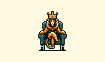 tijger vervelend kroon zitten naar beneden Aan koning stoel vector vlak ontwerp