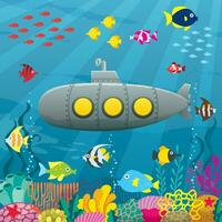 onderzeeër tekenfilm achtergrond vector