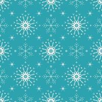 naadloze patroon met witte sneeuwvlokken op blauwe achtergrond. feestelijke winter traditionele decoratie voor nieuwjaar, kerstmis, feestdagen en design. ornament van eenvoudige lijn herhaal sneeuwvlok vector