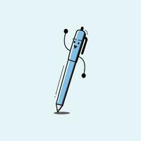 schattig blauw pen karakter modern icoon vector