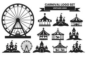 carnaval en festival logos in wijnoogst stijl vector