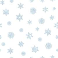 naadloos Kerstmis patroon met blauw sneeuwvlokken Aan wit achtergrond. winter decoratie. gelukkig nieuw jaar vector illustratie.