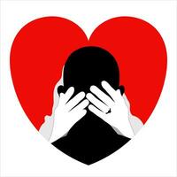 Valentijnsdag liefde hart. paar in een omhelzing tegen de achtergrond van een hart. nationaal knuffel dag. huwelijk voorstel. vector