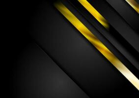 zwart abstract zakelijke achtergrond met glanzend gouden strepen vector