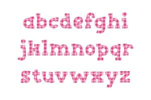 veelzijdig verzameling van roze plaid alfabet brieven voor divers toepassingen vector