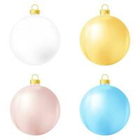 reeks van wit, geel, beige, en blauw Kerstmis boom speelgoed- of bal vector