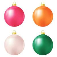 reeks van roze, oranje, beige en groen Kerstmis boom speelgoed- of bal vector