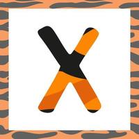 letter x met tijgerpatroon vector