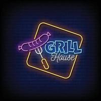 grill huis neonreclame stijl tekst vector