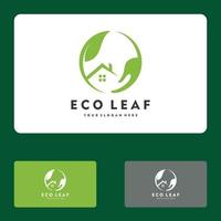 huis blad, groen huis, eco huis logo vector pictogram illustratie ontwerp