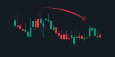 naar beneden tren van voorraad markt grafieken en forex handel diagram in omhoog neiging concept voor financieel investering of economisch trends bedrijf ideeën vector