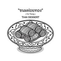 thaise desserts -foi thong serveren in een thaise keramische ware. vector