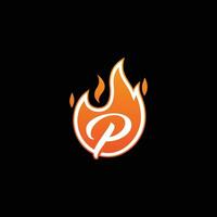 icoon ontwerp logo brief p met brand vector illustratie.