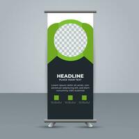 professioneel bedrijf rollen omhoog Scherm standee sjabloon ontwerp vector