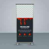 professioneel bedrijf rollen omhoog Scherm standee sjabloon ontwerp vector