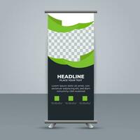 professioneel bedrijf rollen omhoog Scherm standee sjabloon ontwerp vector