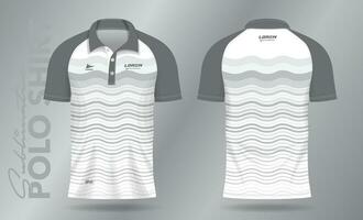 wit abstract polo overhemd mockup sjabloon ontwerp voor sport uniform in voorkant visie en terug visie vector