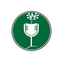 natuur podcast met blad logo ontwerp sjabloon vector