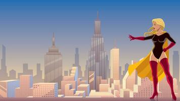 superheldin macht in stad vector