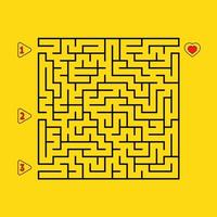 abstracte vierkante doolhof. spel voor kinderen. puzzel voor kinderen. vind de juiste weg naar het hart. labyrint raadsel. platte vectorillustratie geïsoleerd op een witte achtergrond. vector