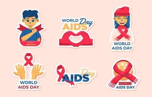 wereld aids dag stickers vector