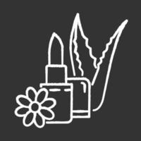 vegan lipcare krijt wit pictogram op zwarte achtergrond vector