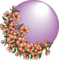 illustratie van oranje bloem Aan paars cirkel achtergrond. vector