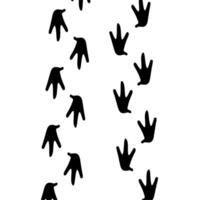 vector silhouet van kip voetafdrukken Aan wit achtergrond. dier poot patroon. de zolen van de vogel voeten zijn zwart
