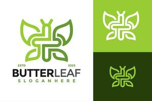 natuur vlinder blad logo ontwerp vector symbool icoon illustratie