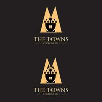 logo ontwerp voor echt staat agentschap verkoop huizen in steden omringd door heuvels vector