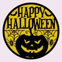 gelukkig halloween, ronde teken, vintage, laser snee, vecrtor vector