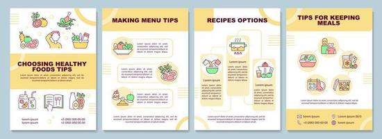 maaltijdplanning tips brochure sjabloon vector