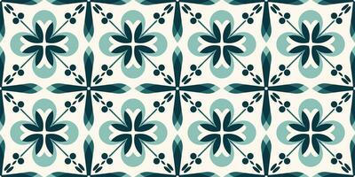 Scandinavisch stijl tegel in blauw en groen kleuren. etnisch vector naadloos bloemen patroon. abstract plein meetkundig swatch voor omhulsel papier, binnen- decor, of kleding stof