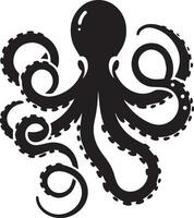 minimaal Octopus dier vector silhouet zwart kleur wit achtergrond 8