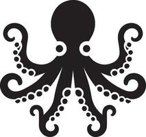 minimaal Octopus dier vector silhouet zwart kleur wit achtergrond 16