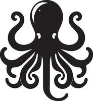 minimaal Octopus dier vector silhouet zwart kleur wit achtergrond 18