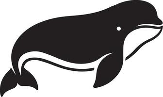 minimaal beluga walvis vector silhouet zwart kleur wit achtergrond 19