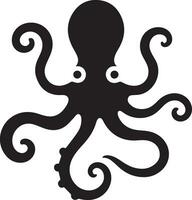 minimaal Octopus dier vector silhouet zwart kleur wit achtergrond 6