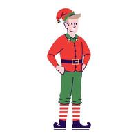 man met elf kostuum platte vectorillustratie vector