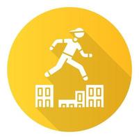 parkour geel plat ontwerp lange schaduw glyph icon vector