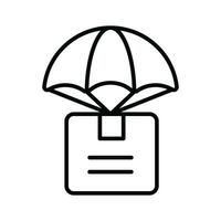 parachute met pakket doos, lucht logistiek vector ontwerp, lucht levering icoon
