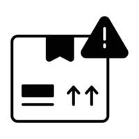 uitroep Mark met pakket pakket symboliseert concept icoon van pakket waarschuwing vector