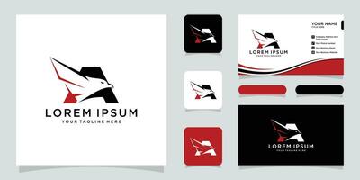 eerste een brief adelaar logo icoon met creatief adelaar hoofd vector met bedrijf kaart ontwerp.