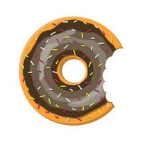 chocola donut taart geïsoleerd Aan wit achtergrond met beet. donut in glazuur verzameling. zoet suiker glazuur. vector illustratie in vlak stijl